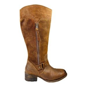 3975 BOC Born Concept Boots Women EU 38 US 7.5 Tall Zip Riding Brown Suede Heels